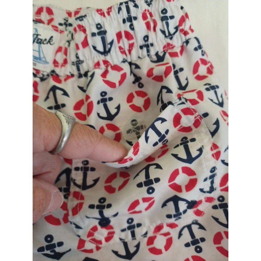 Janie and Jack boys sz 6 swim shorts trunks with briefs nautical July 4th beach